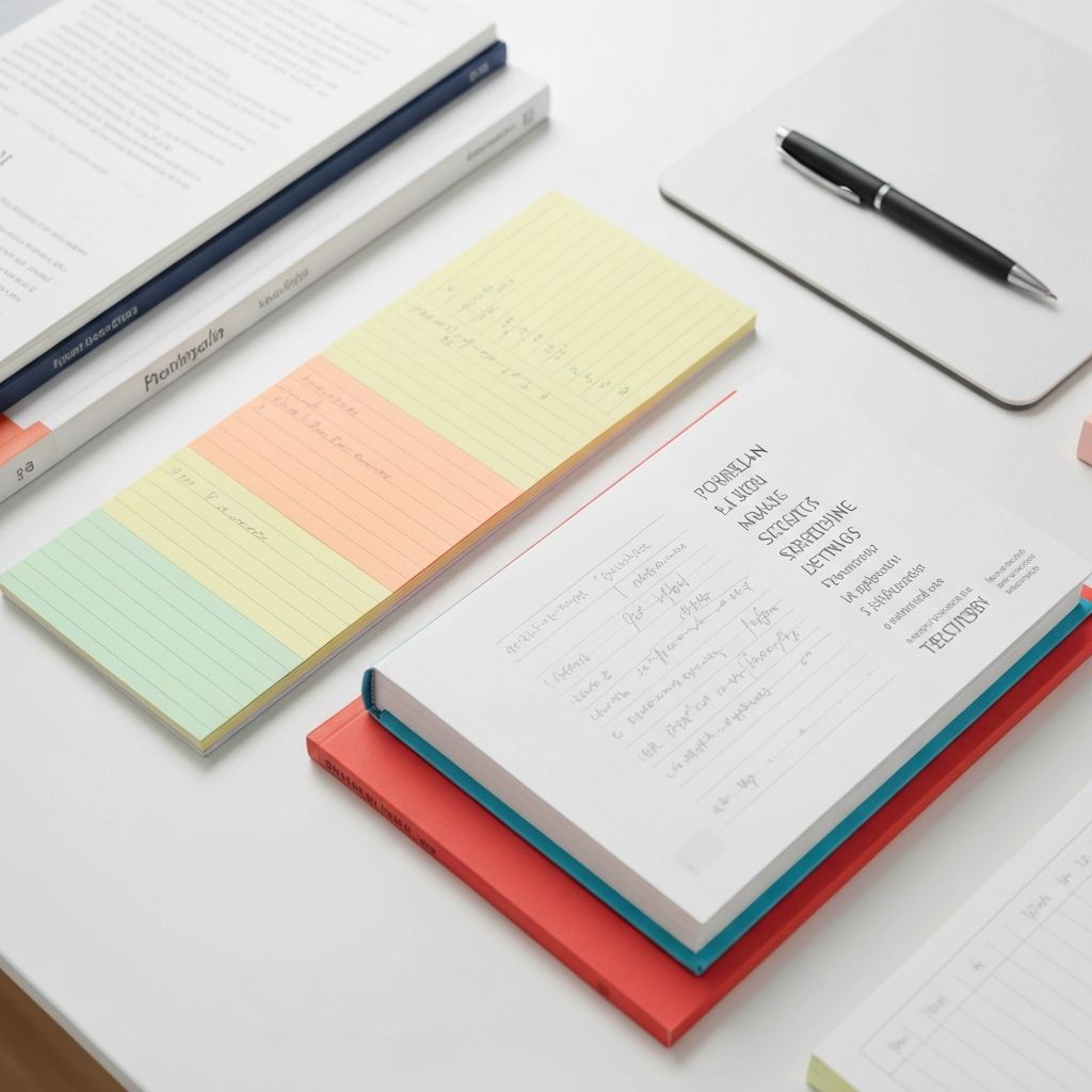 Quaderni organizzati con appunti e materiale di studio